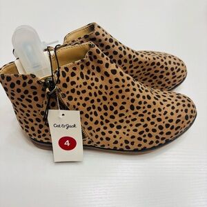 Cat & Jack Kids' Tan and Black Animal Print Zip Ankle Boots